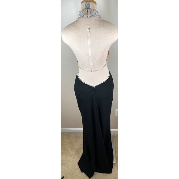 Sau Lee Zara Crystal Embellished Halter Neck Two Piece Maxi Dress Set Size 8 - Picture 8 of 9